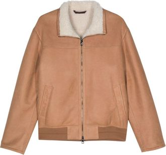 Manzoni24 leather jacket - women - Sheep Skin/Shearling/Wool - 52 - Neutrals