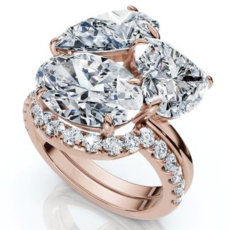 Pompeii3 6 1/3Ct Abstract Diamond Ring Set 14k Gold Lab Grown FG/VS