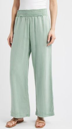 Bella Dahl Smock Waist Wide Leg Pants in Oasis Green at Nordstrom, Size X-Small