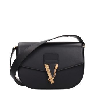 Versace Damens Umh&auml;ngetaschen aus schwarzem Leder