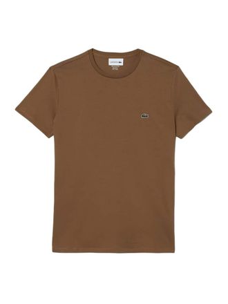 Lacoste Mens Plain Pima T-Shirt - Brown Cotton - Size X-Large