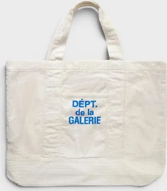 Gallery Dept. Mens Logo-Print Cotton-Corduroy Tote Bag White - Size: O/S