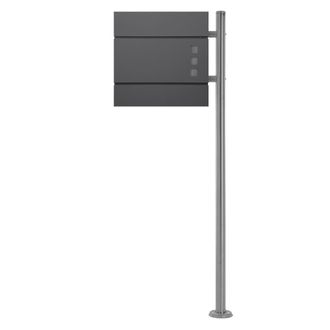 ECD Germany Buz&oacute;n de acero plateado casillero de correo 37x10,5x36,5cm