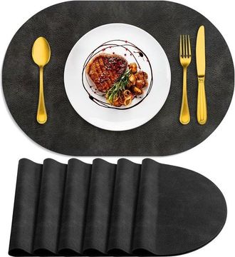 OEM Manteles Individuales Ovalados Calor, Color Negro, 45 X 30 Cm