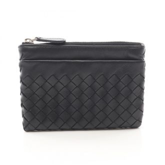 Bottega Veneta Black Leather Coin Purse/Coin Case (Pre-Owned)