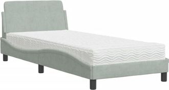 vidaXL Bed with Mattress Light Grey Single Velvet vidaXL