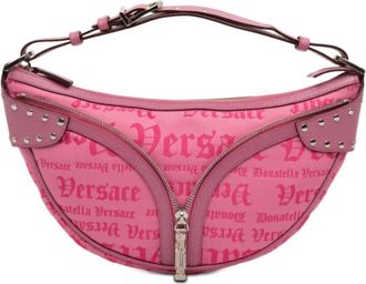 Versace Pre-owned Versace Canvas Gothic Logo Repeat Handbag Ladies LSZ85EBZPAEU4N6K