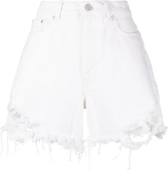 Stella McCartney distressed denim shorts - women - Polyester/Cotton/Viscose/Polyester/Viscose/Polyurethane Resin/Cotton - 25 - White