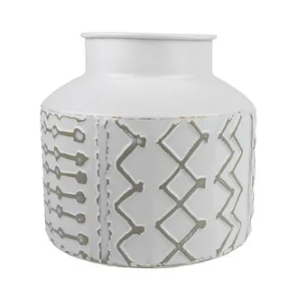 Foreside Home And Garden 6.75 Aaliyah Gray Multi Pattern Boho Chic Style Decorative Metal Vase in White at Nordstrom