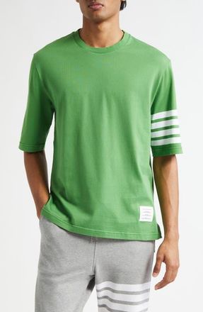 Thom Browne 4-Bar Cotton Jersey T-Shirt in Green at Nordstrom, Size 2