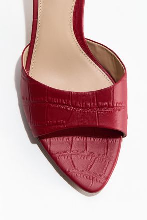 H&M Ledersandaletten mit Absatz - Red