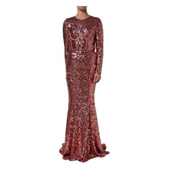 Dolce & Gabbana Long Sequined Dress With Corset Detailing - female - Dolce & Gabbana - Gowns - Pink - S - Dresses