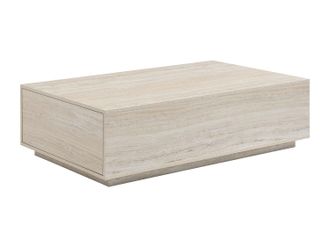Vente-Unique Mesa de centro con 2 cajones en MDF - L120 cm - Efecto travertino beige - ANTRIM