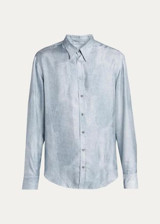 Giorgio Armani Mens Blur Printed Silk Shirt