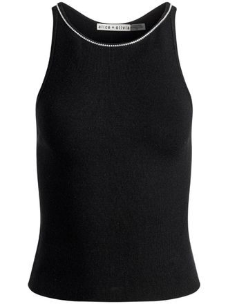 Alice & Olivia Allen rhinestone-embellished tank top - Black