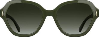 Longchamp Roseau 56mm Gradient Modified Rectangular Sunglasses in Khaki at Nordstrom