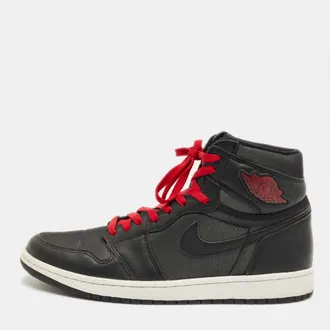 Air Jordan s Black/grey Leather And Satin Jordan 1 Retro High Og Sneakers