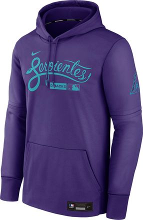 Nike Mens Arizona Diamondbacks Authentic Collection City Connect Nike Therma MLB Pullover Hoodie in Purple | NAC3083TDQS-HR3