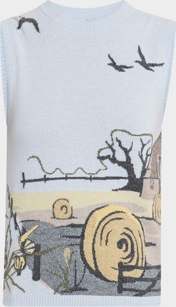 Thom Browne Seasonal Scenic Cashmere Jersey Shell Top