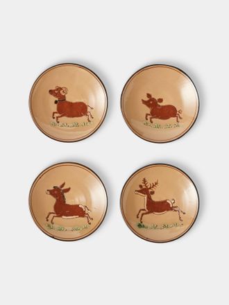 Poterie d'&Eacute;vires Animals Hand-Painted Ceramic Plates - 5.5in/14cm (Set of 4)