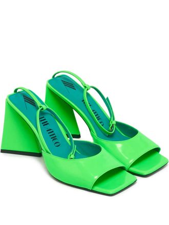 The Attico Piper sandalen met blokhak en vierkante neus - Groen