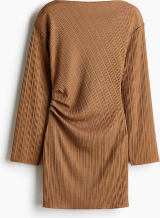 H&M Drapiertes Bodycon-Kleid - Dunkelbeige