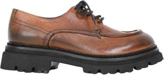 J.P. David Leren veterschoen met profielzool - Dames - Veterschoenen - Bruin - 39 EU - Leer - Schoenen