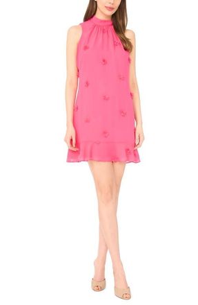 CeCe by Cynthia Steffe Floral Appliqu&eacute; Shift Minidress in Raspberry Radiance at Nordstrom, Size 16