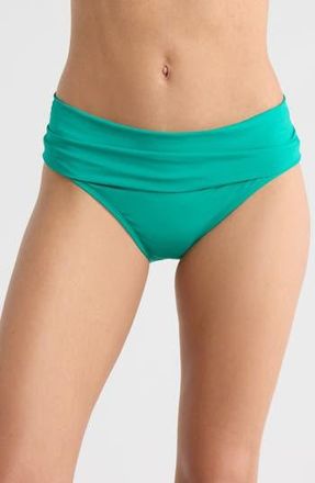 La Blanca Shirred Band Hipster Bikini Bottoms in Emerald at Nordstrom Rack, Size 12