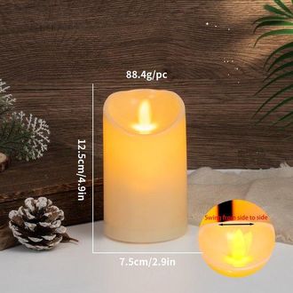 OEM Velas, 1 Unidad, Vela Exterior Impermeable Con Luz Led, Inal&aacute;mbrica Y Segura, 7,5 X 12,5 Cm, Vela Led Intermitente, Pl&aacute;stico (pilas No Incluidas)