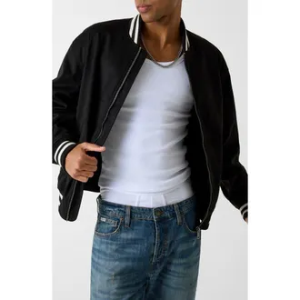 Guess Faux Suede Bomber Jacket in Black-Black at Nordstrom, Size Xx-Large
