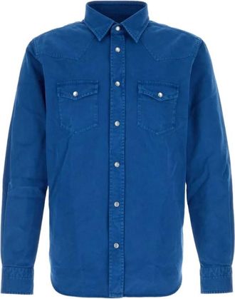 Tom Ford Peach Twill Western Shirt - Heren - Spijkeroverhemden - Blauw - L - Katoen - Overhemden