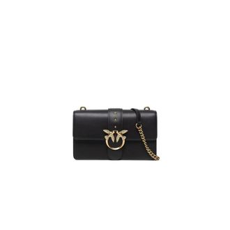 Pinko Love Classic Icon Simply 15 Cl Vitello Seta - Dames - Schoudertassen - Zwart - ONE Size - Polyester - Tassen