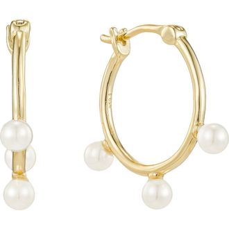 Untamed Petals Londyn Pearl Hoops in Gold at Nordstrom