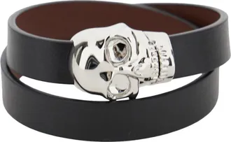 Alexander McQueen Black Skull Double Wrap Bracelet