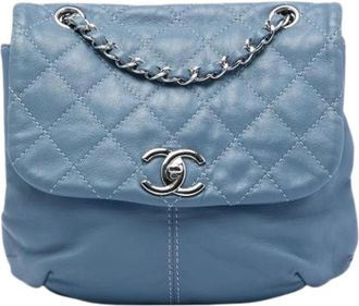 Chanel Pre-owned Leather chanel-bags - Dames - Vintage Schoudertas - Blauw - ONE Size - Vintage