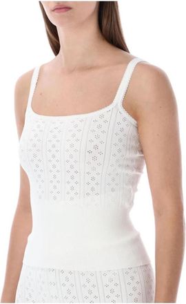J.W.Anderson Ribbed Knit Tank Top en Shorts Set - Dames - Tops zonder mouwen - Wit - M - Polyester - Tops