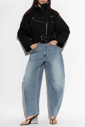 Alaia Denim Jacket With A Stand-up Collar, Womens, Black