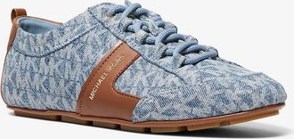 Michael Kors Keely Signature Logo Print Denim and Leather Trainer