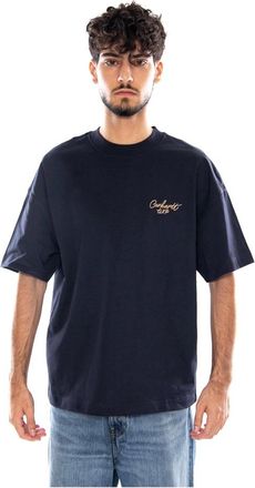Carhartt Work in Progress Camiseta S/S Signature Script - Tops - Hombre - Azul - XL