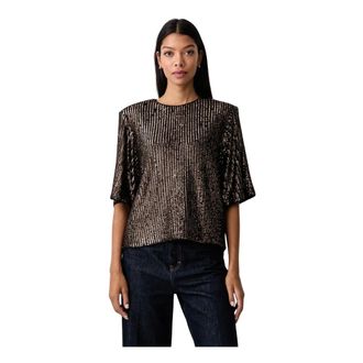 Twinset Paillettenblouse - Dames - Blouses & Shirts - Bruin - Maat: L Poliester