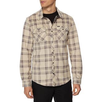 O'Neill Glacier Plaid Fleece Snap-Up Shirt in Light Khaki at Nordstrom, Size Xx-Large