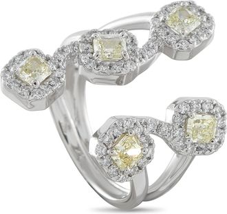 Luxury Bazaar Platinum 1.57ct White and Fancy Yellow Diamond Open Ring MF07-123025