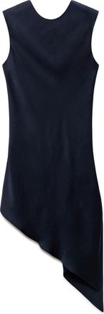 Mango Tie Back Asymmetric Satin Top in Navy at Nordstrom, Size X-Small