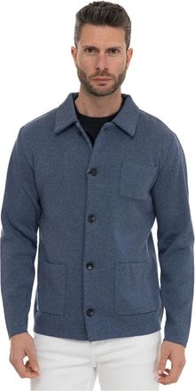 Paoloni Sweater Jacket - Heren - Zomerjassen - Blauw - L - Katoen - Jassen