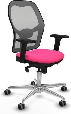 Piqueras y Crespo Piqueras Y Crespo - Jorquera Sincro Malla Gris Similpiel Rosa Brazos 2d Base Aluminio Ruedas 65mm Engomada