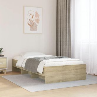 Berkfield Home Bed Frame without Mattress Sonoma Oak 75x190 cm Small Single Engineered Wood in Brown