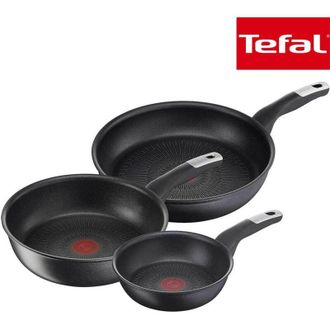T-fal Unlimited On G25591 Set di 3 padelle da 24/28 cm e pentola wok da 28 cm, rivestimento antiaderente antigraffio e segnale termico, tutti i piani