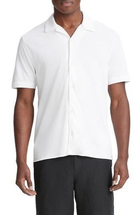 Vince Cabana Short Sleeve Piqu&eacute; Camp Shirt in Optic White at Nordstrom Rack, Size Small