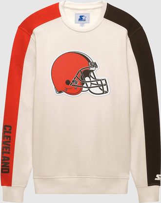 Starter Mens Cleveland Browns Team Crew Long Sleeve Shirt In Cream